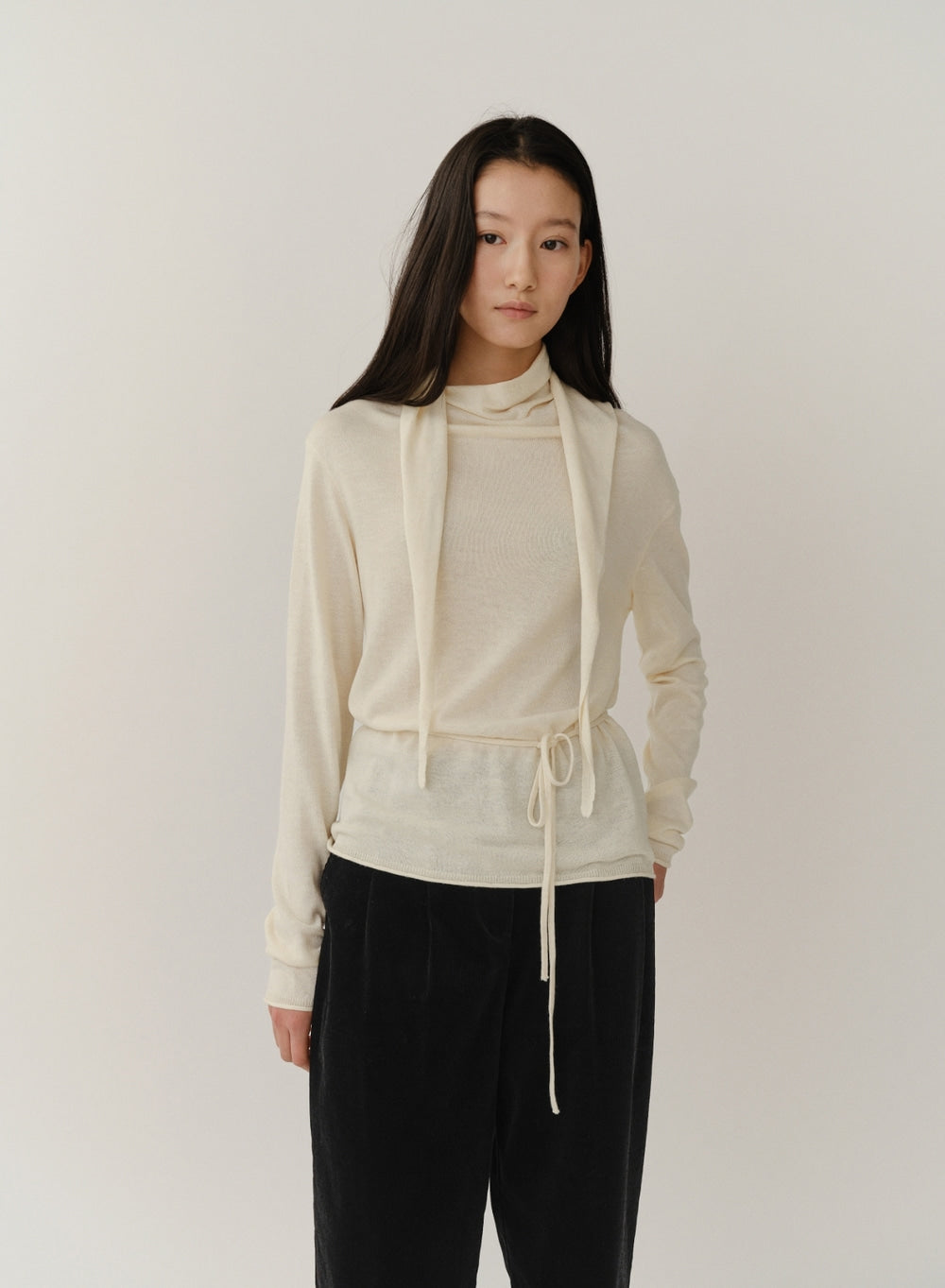 Kindersalmon Scarf Pullover Ivory