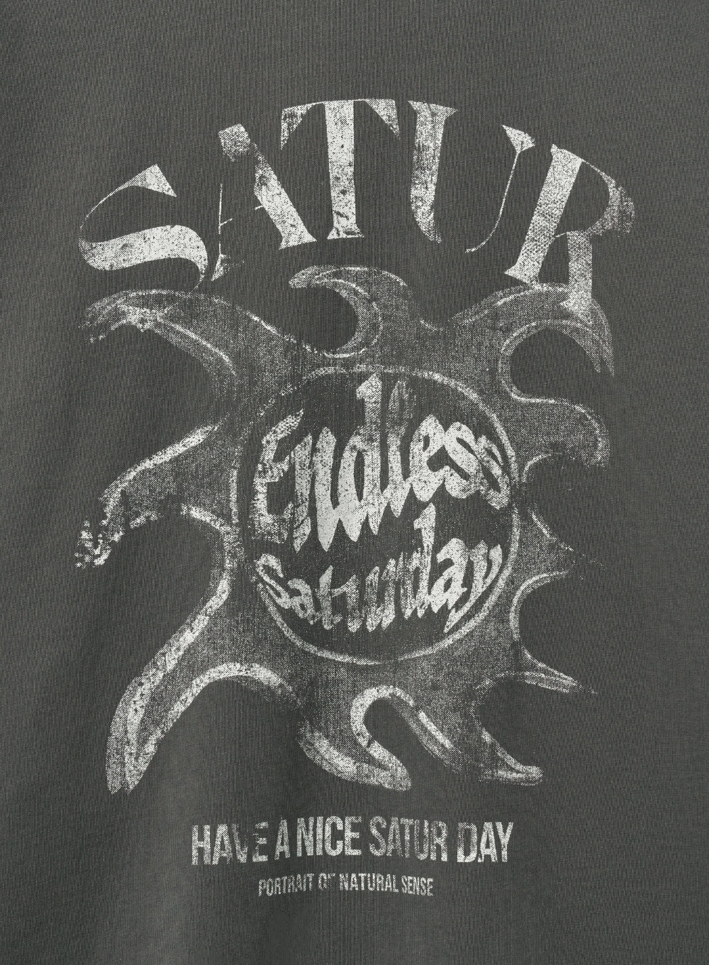 [satur] (W) Sun Retro Graphic T-Shirt - Charcoal Ivory