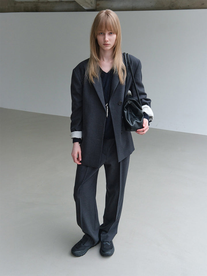 Low Classic Wool Suit Trousers Grey