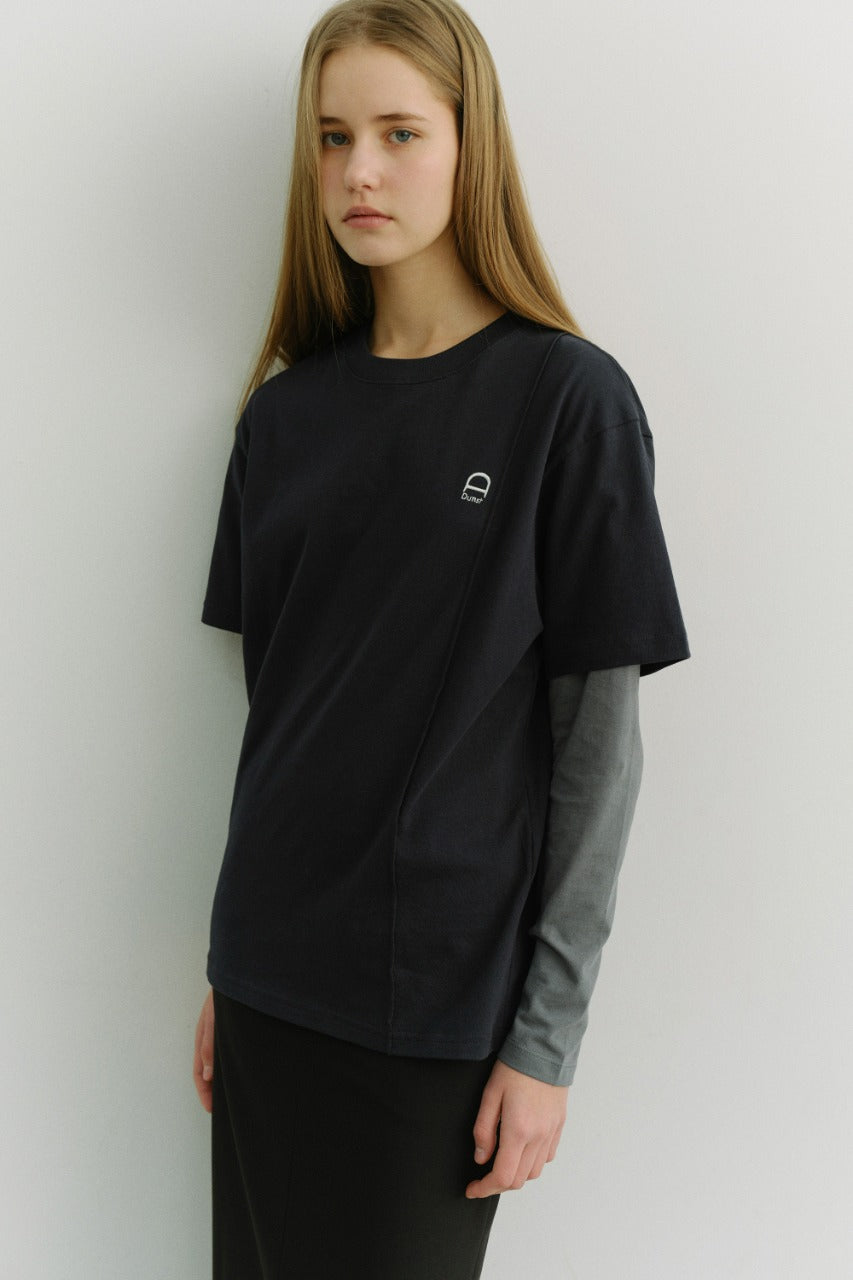 Dunst Unisex Logo Crease T-Shirt French Navy