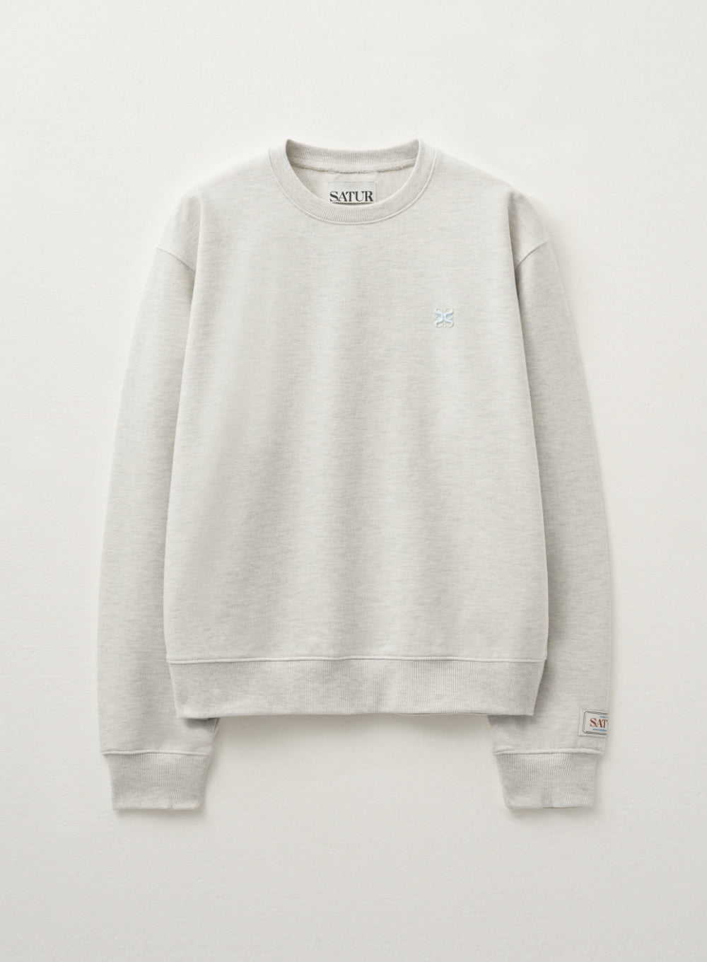 [satur] (W) Loren Small Logo Basic Sweatshirt - Ivory Blue