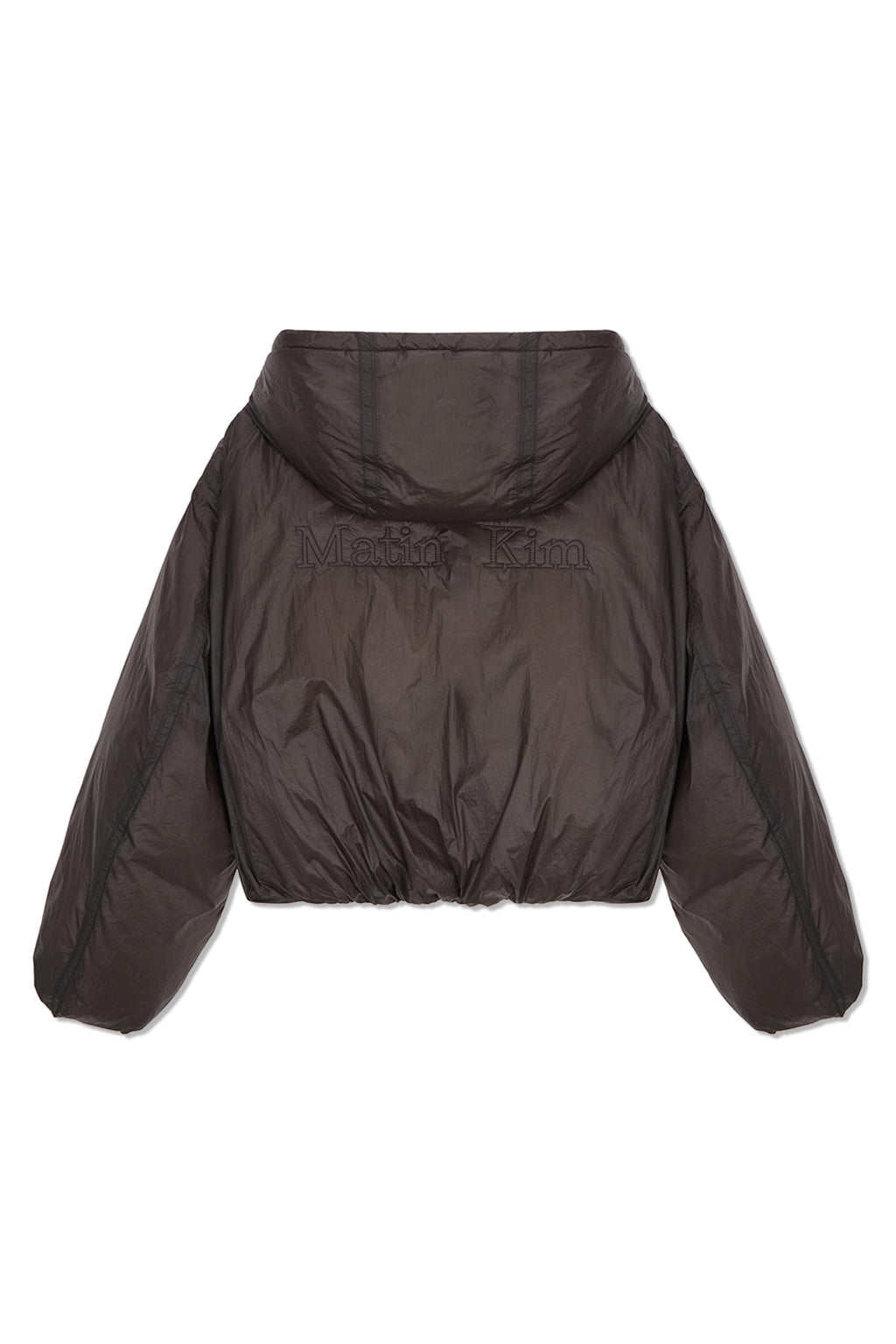 [matinkim] Back Logo Hoody Short Down Jumper IN Charcoal