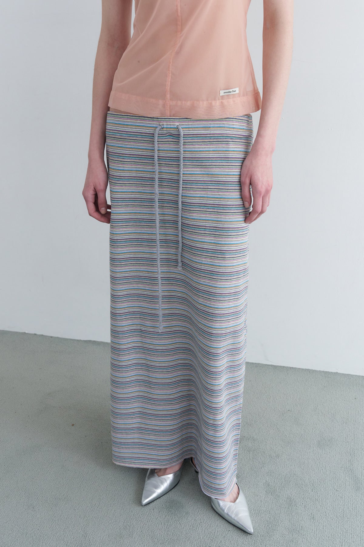 Overdueflair Vintage Stripe Maxi Skirt Grey