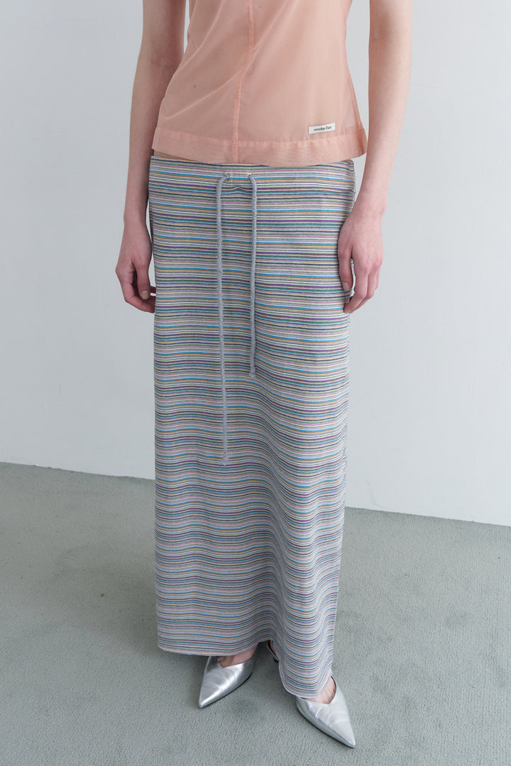 Overdueflair Vintage Stripe Maxi Skirt Grey