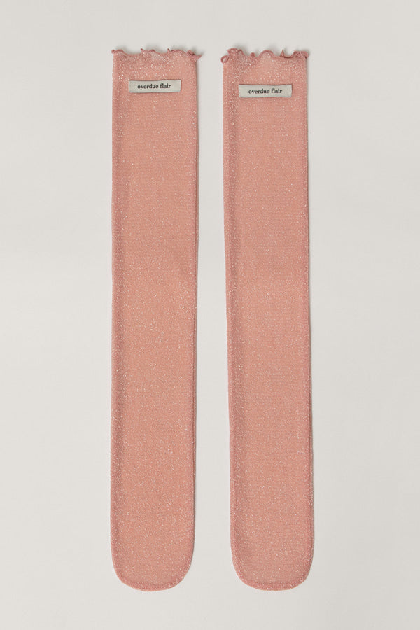 Overdueflair Glitter Mesh Socks Baby Pink