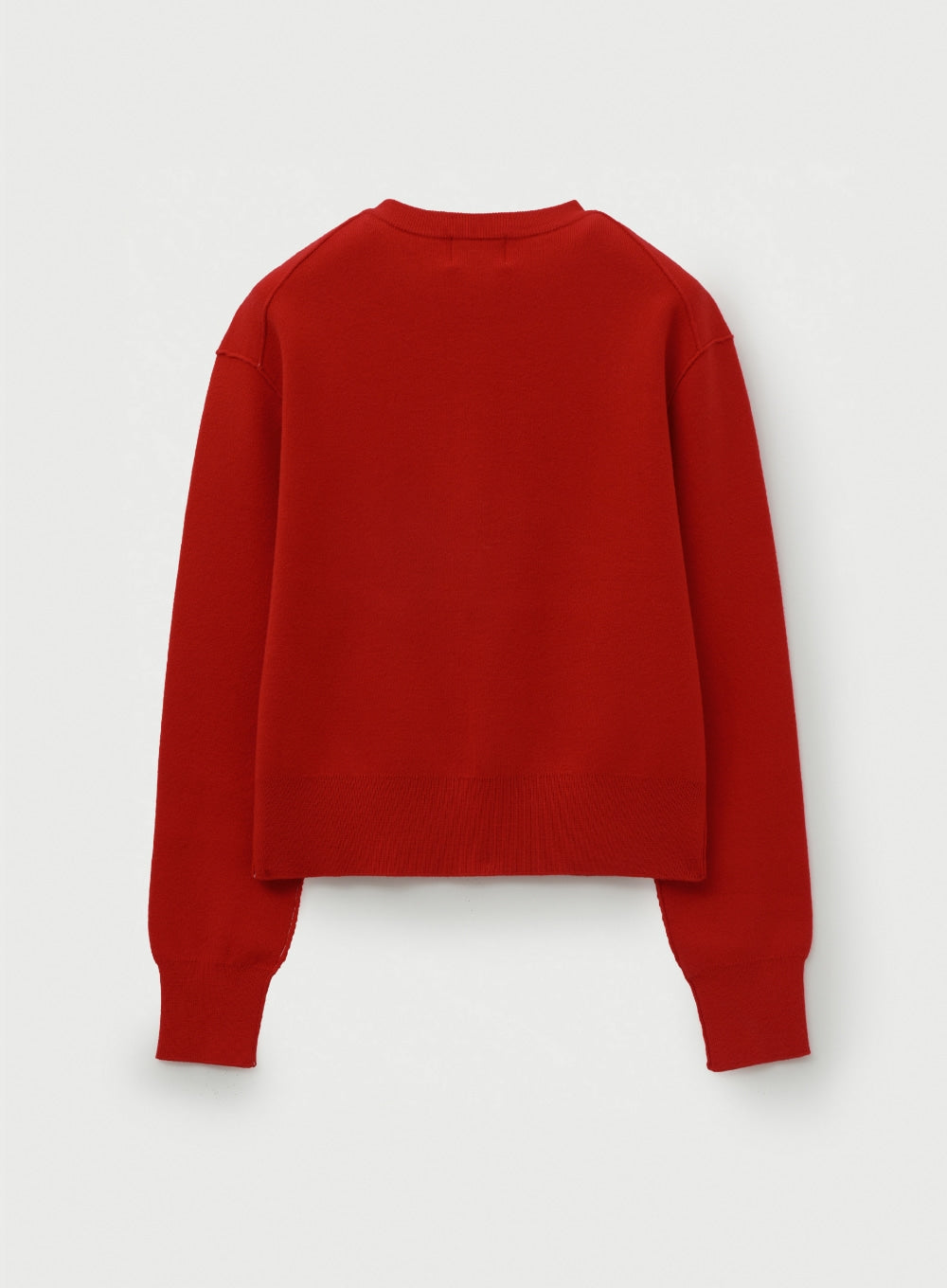[satur] (W) Outline Basic Crew Neck Knit - Red