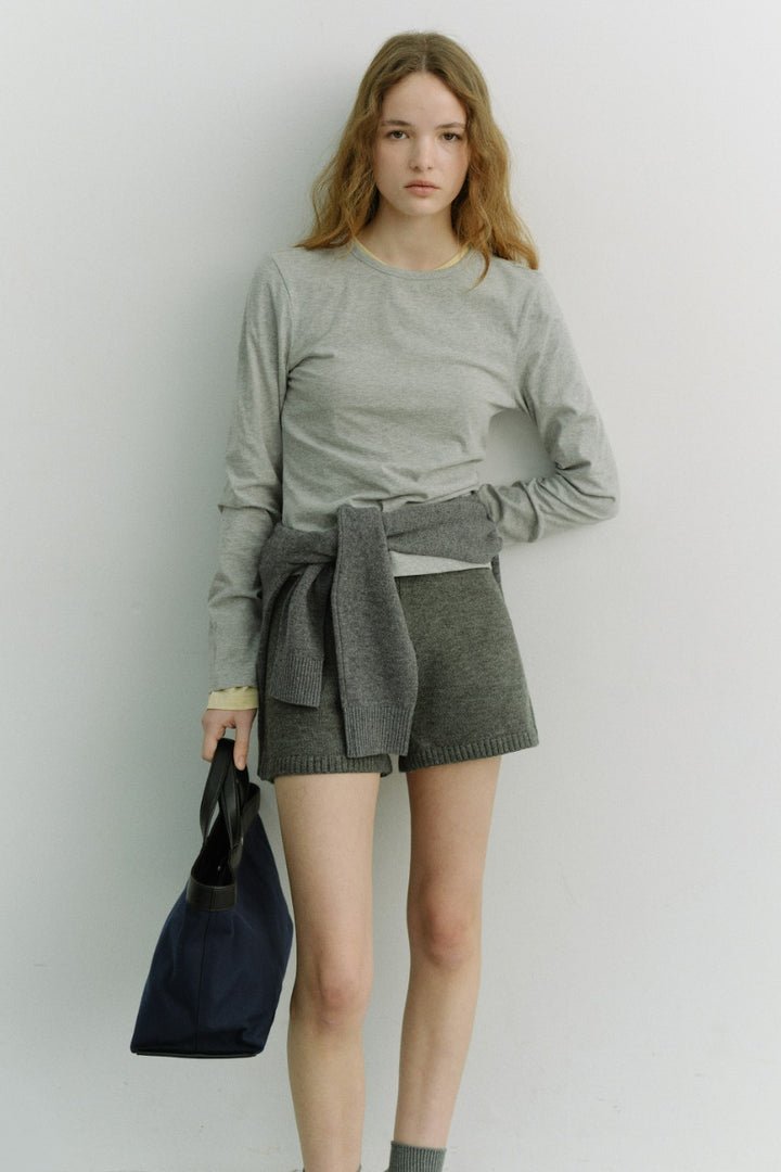 Dunst Essential Crew-Neck T-Shirt Melange Grey