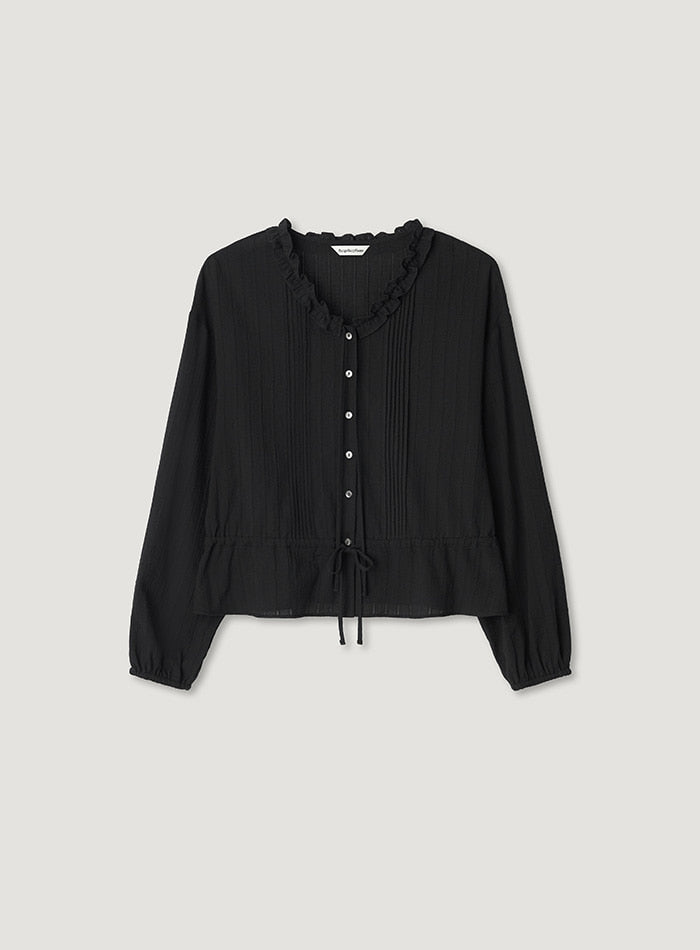 Mango Maniplease Once Frill Blouse Black