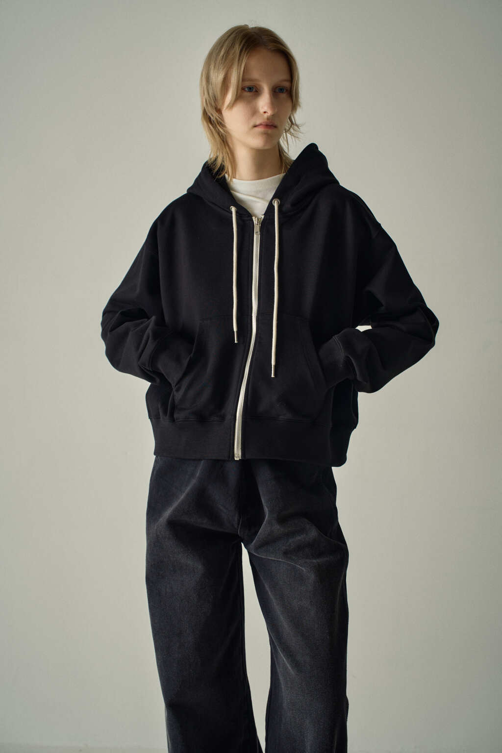 Facade Pattern French Zip-Up Hoodie black