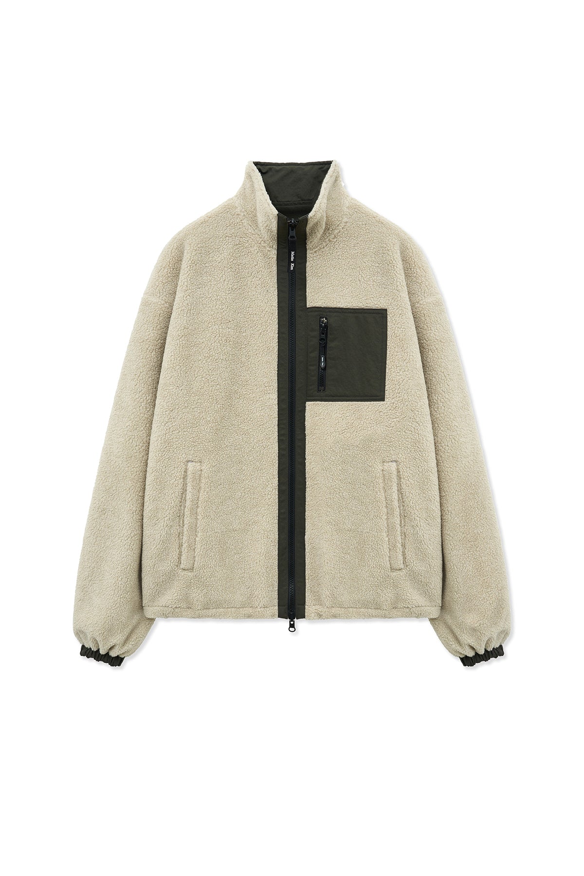[matinkim] REVERSIBLE SHERPA ZIP UP IN LIGHT BEIGE