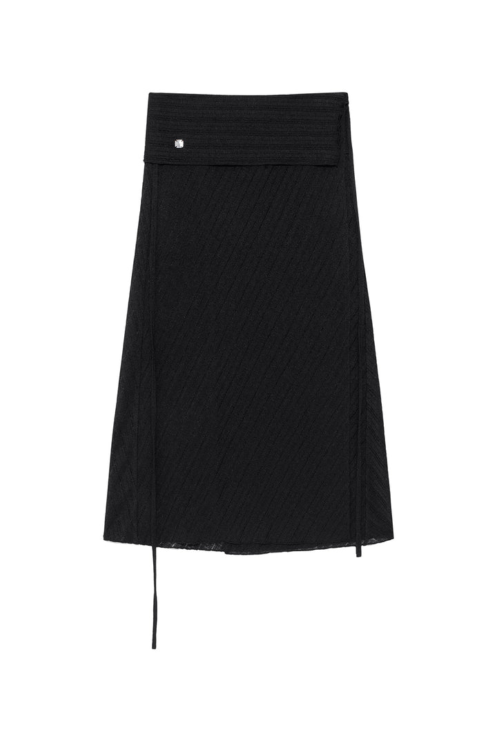 Matinkim Foldover Layered Maxi Wrap Skirt IN Black