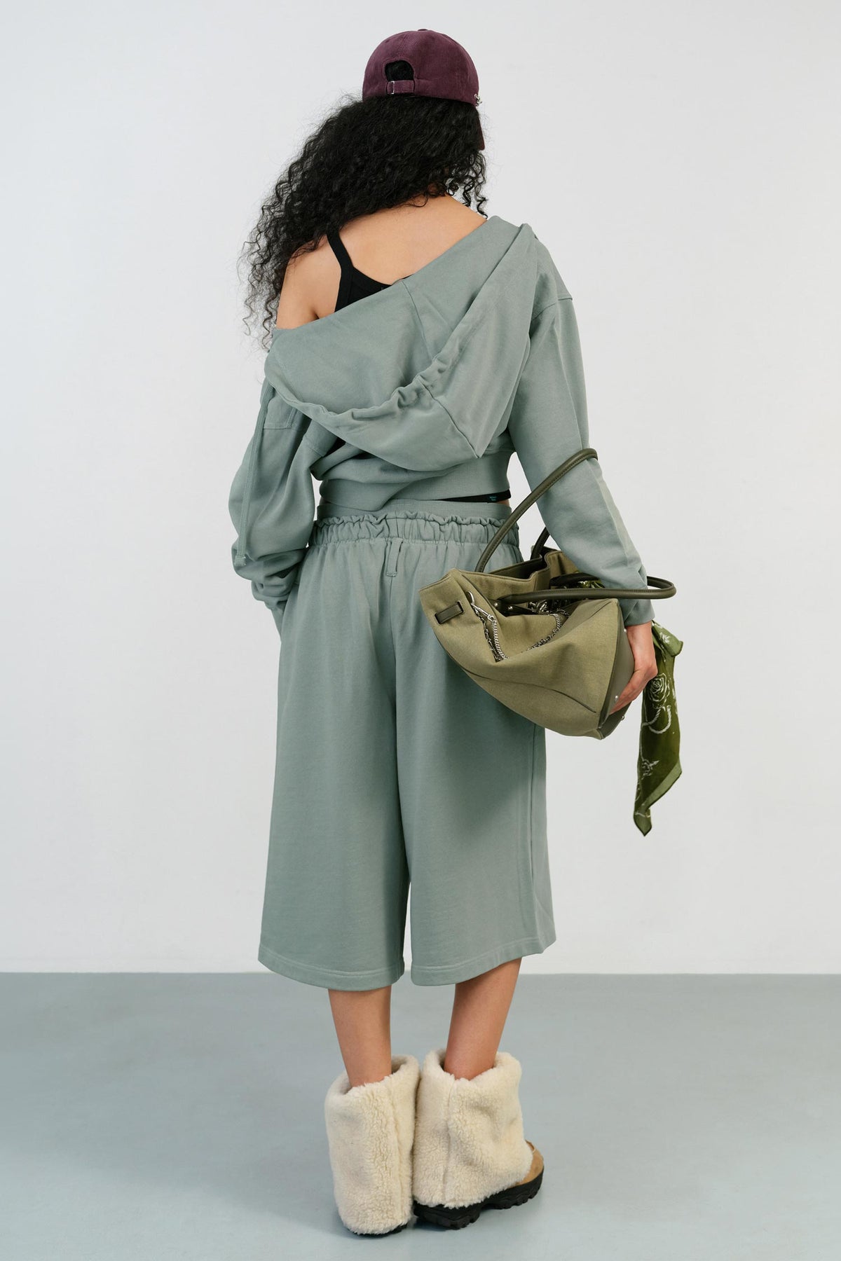 Instantfunk Washed Double Waist Burmuda Pants - Mint