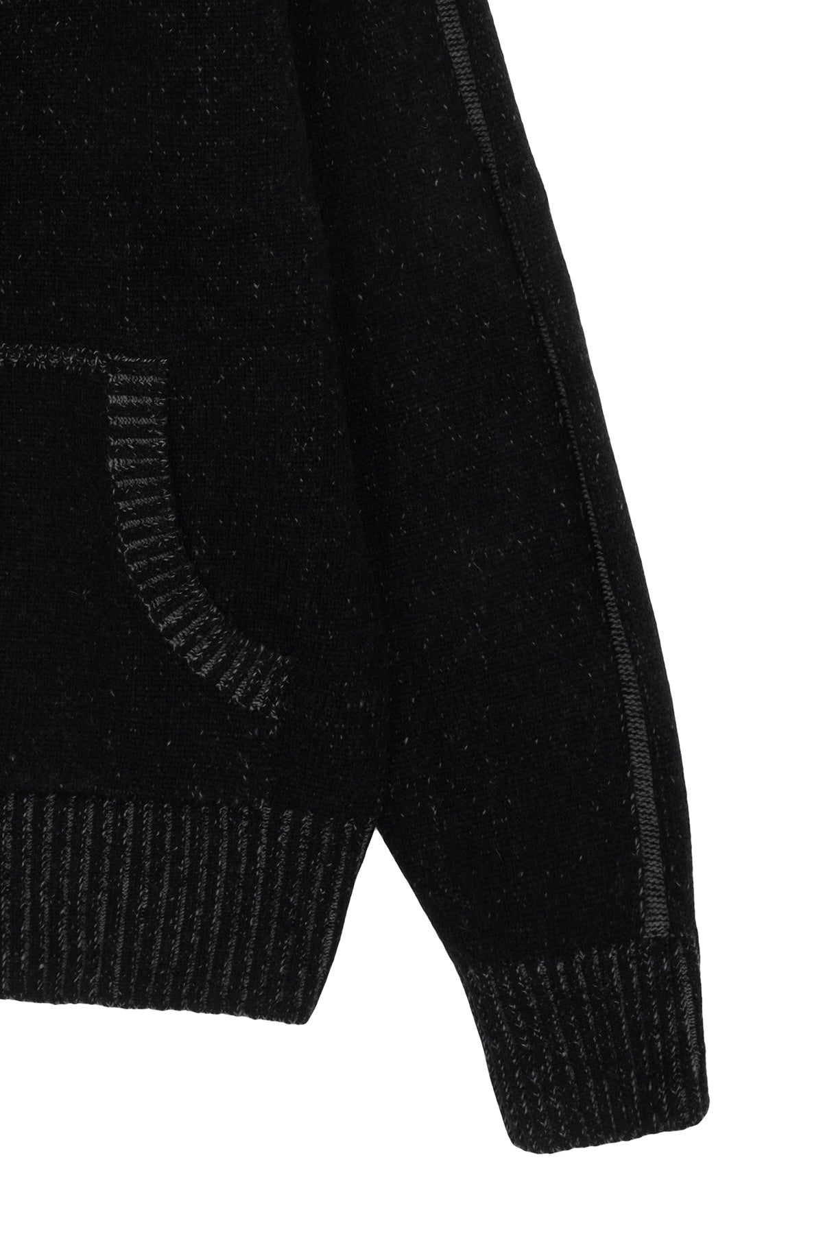 [matinkim] TWO TONE MIXED KNIT ZIP UP FOR MEN IN BLACK