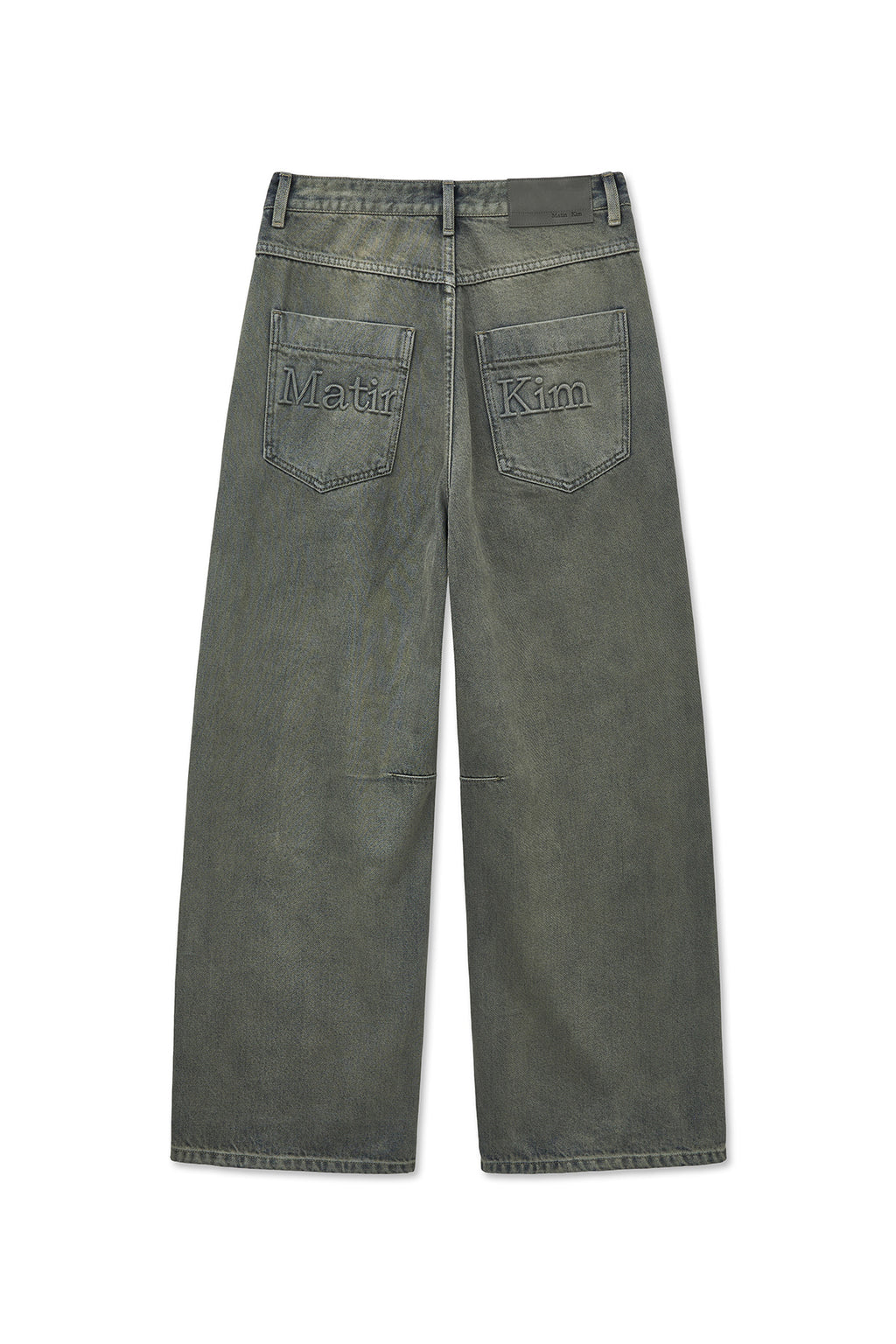 [matinkim] BACK LOGO WIDE DENIM PANTS IN SMOKE BLUE