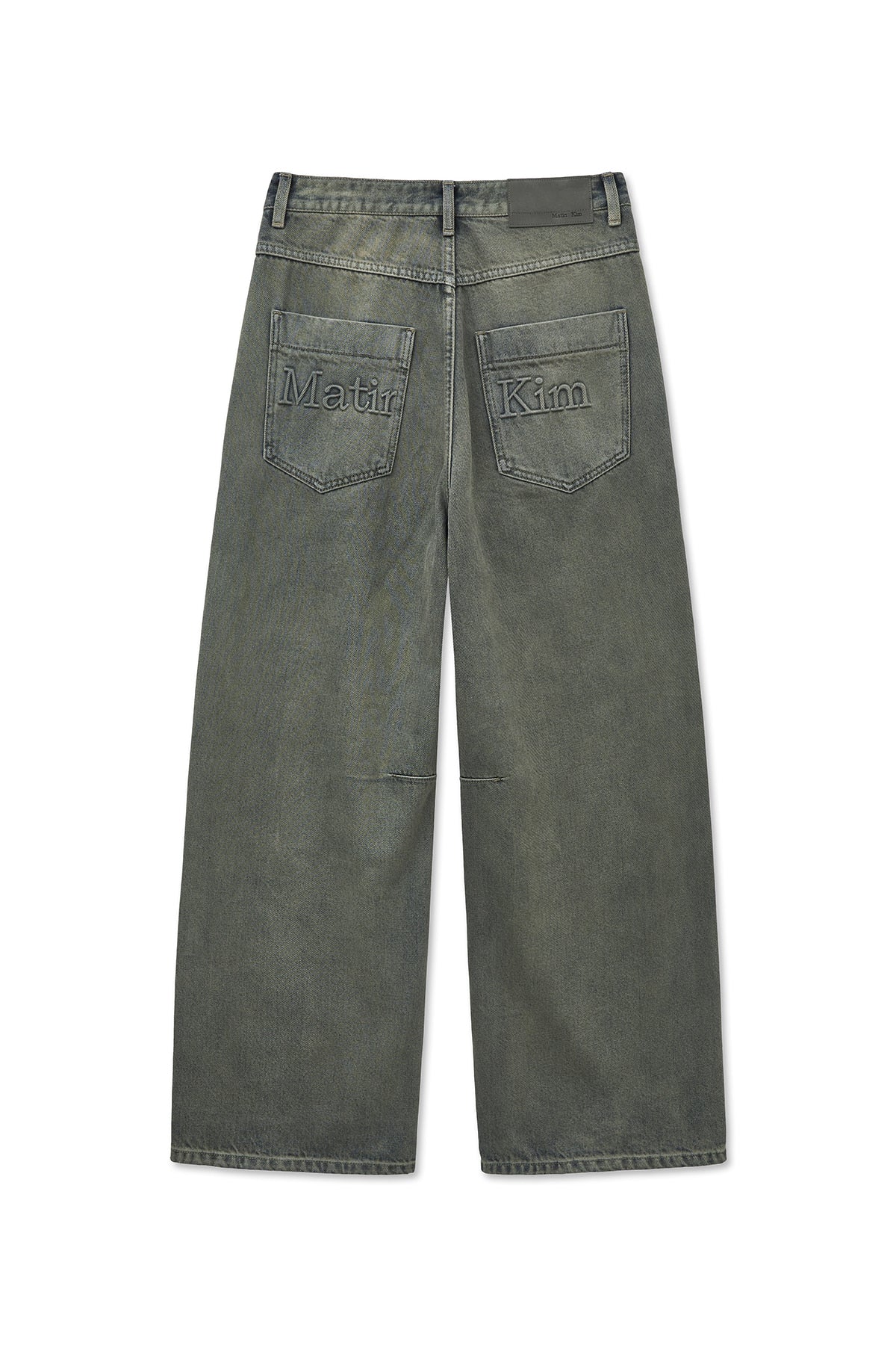 [matinkim] BACK LOGO WIDE DENIM PANTS IN SMOKE BLUE
