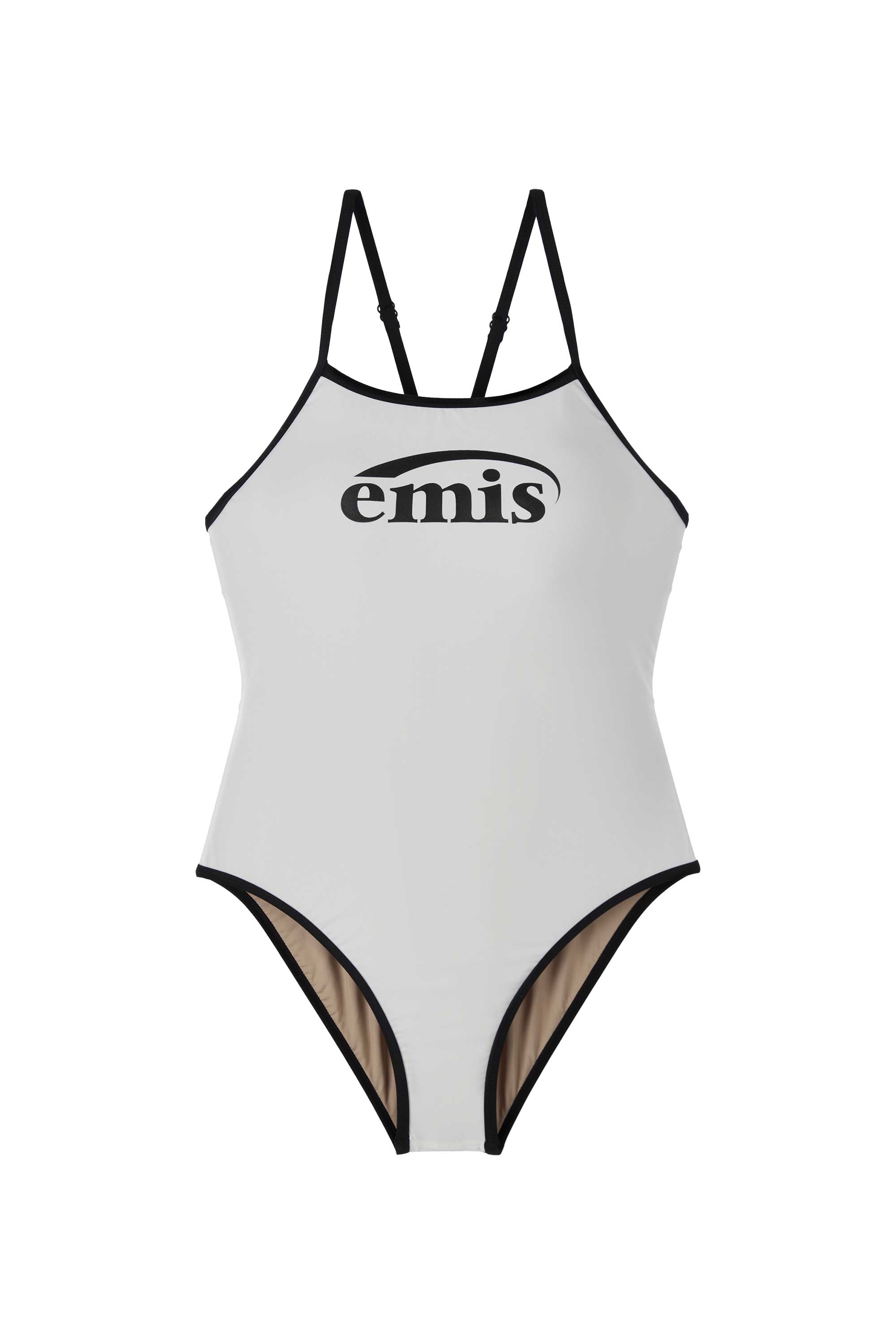 LOGO V-BACK STRAP SWIMSUIT (RENEWAL)-WHITE