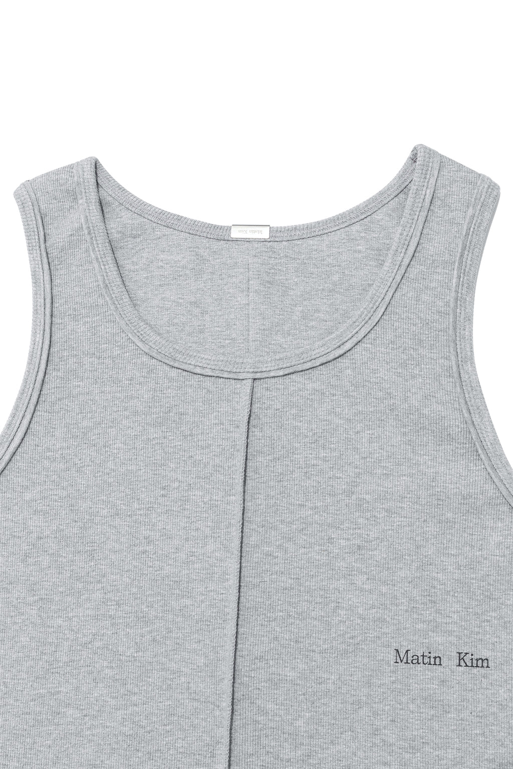 [matinkim] SMALL LOGO PINTUCK SLEEVELESS TOP FOR MEN IN GREY