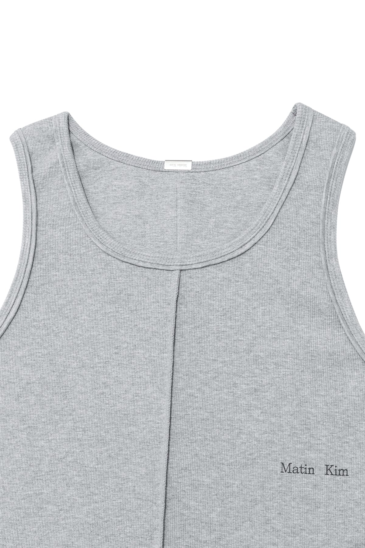 [matinkim] SMALL LOGO PINTUCK SLEEVELESS TOP FOR MEN IN GREY
