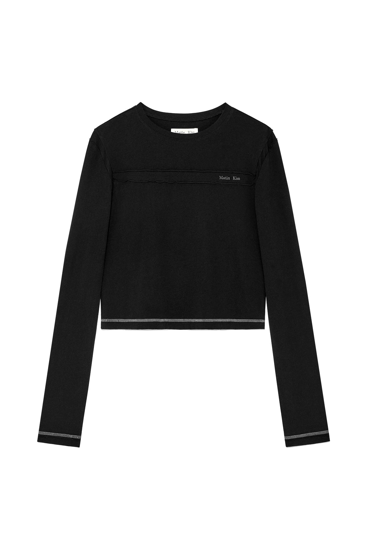 Matinkim Cut Line Detail Long Sleeve Logo Top IN Black
