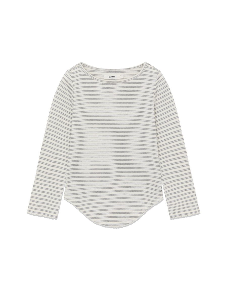 GLOWNY 3/4 Soft Wave Tee (Ivory Stripe)
