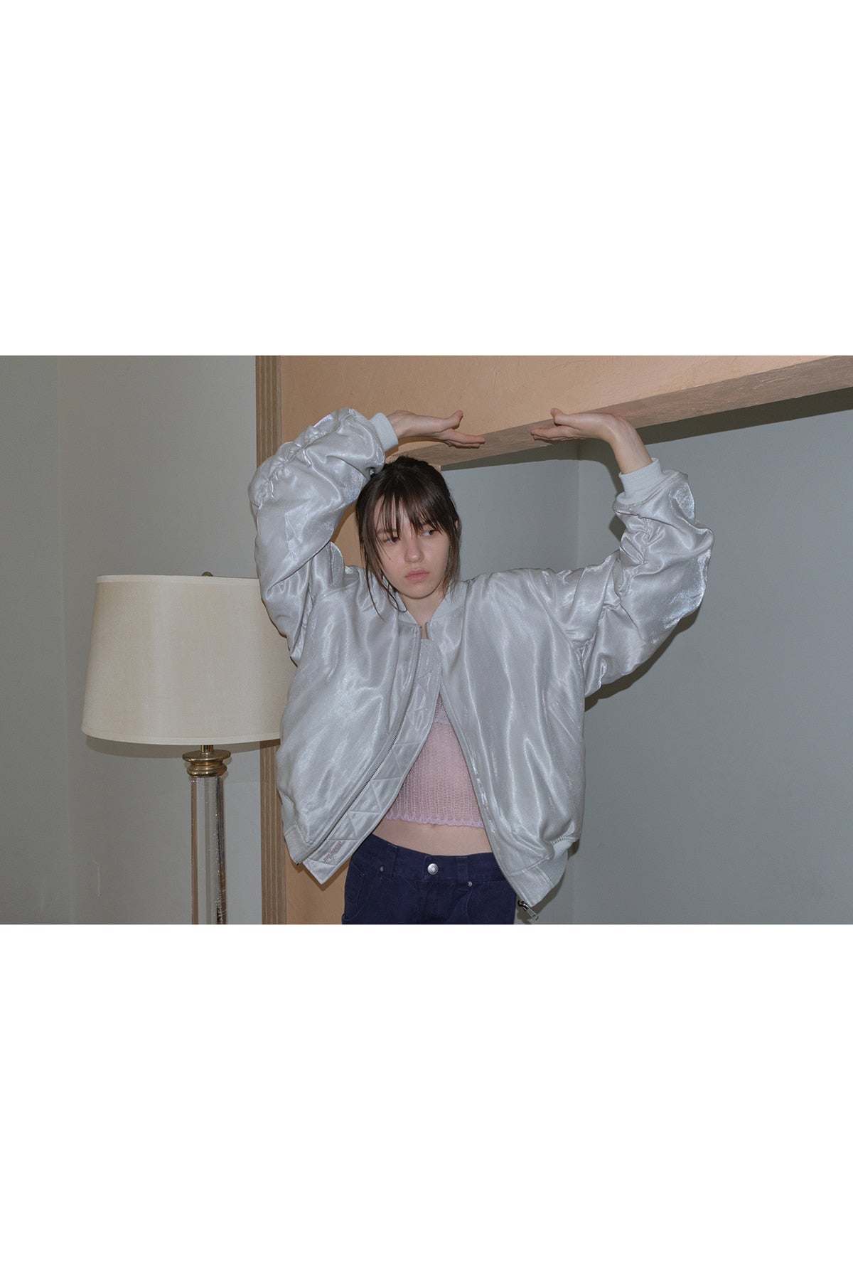 Overdueflair Shimmering Glossy Bomber Silver