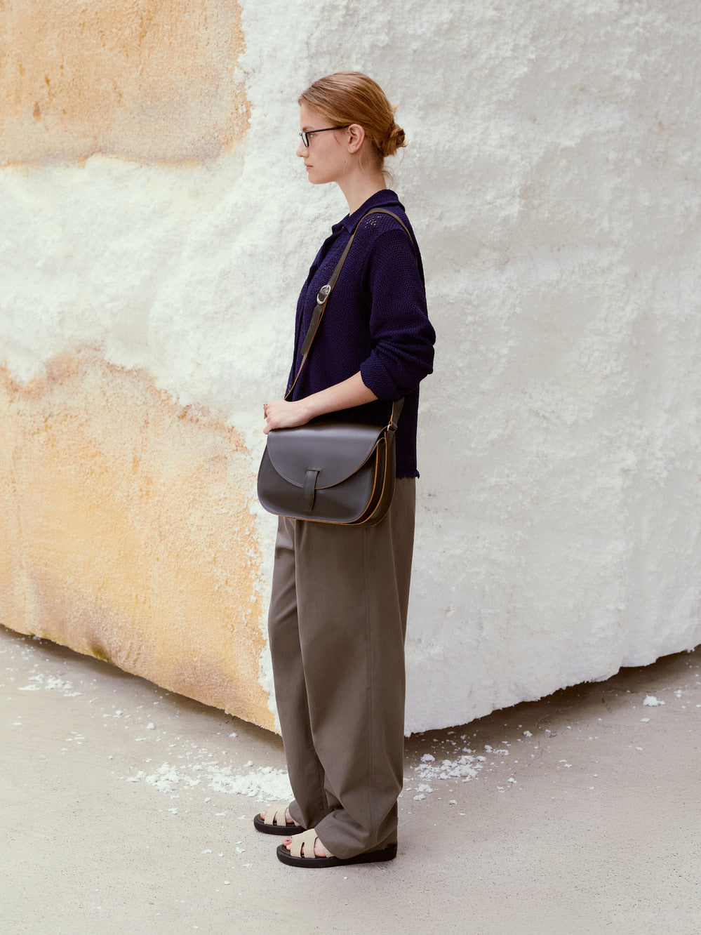 Low Classic Drawstring Cotton Pants Khaki