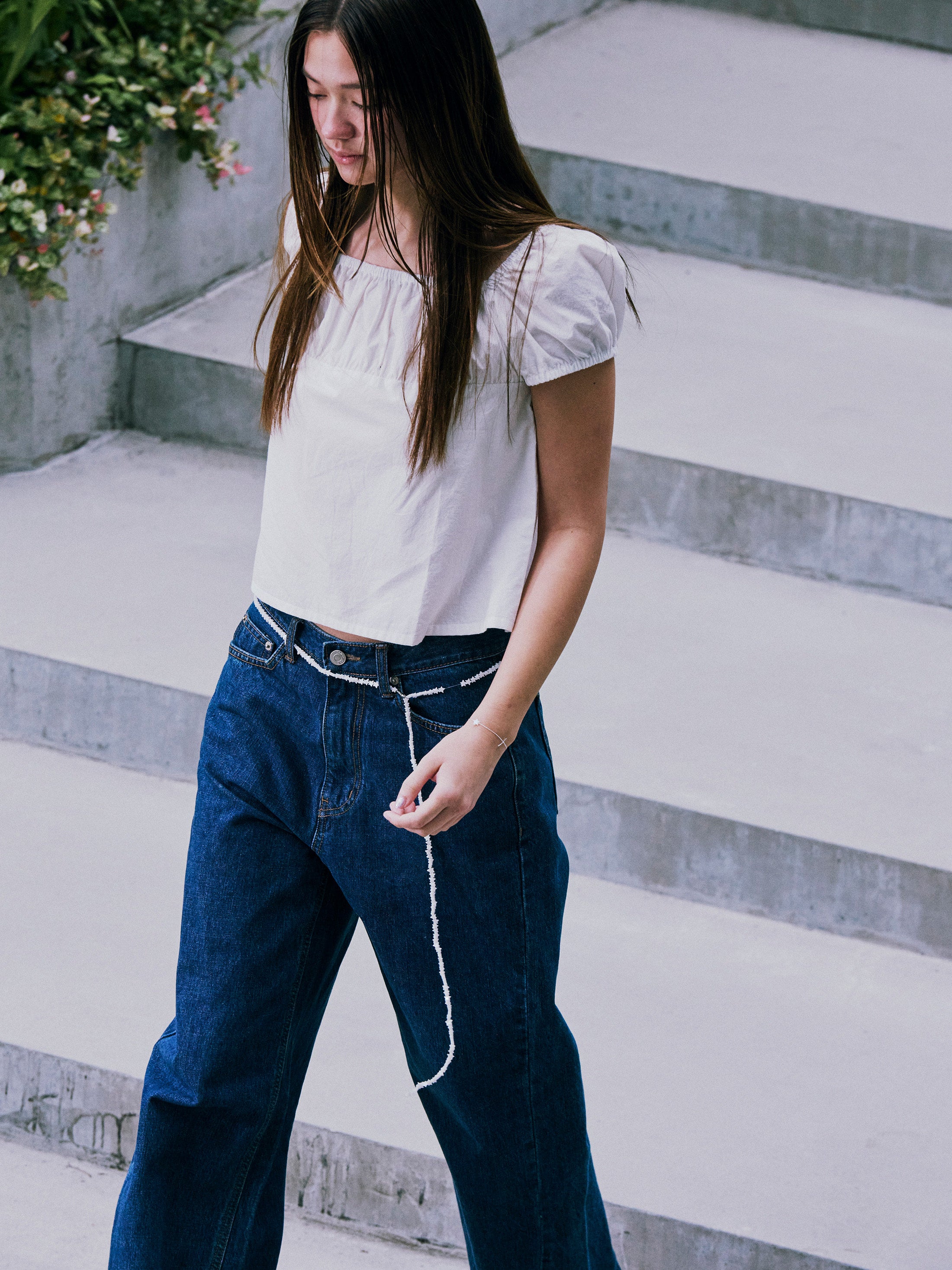 Low Classic Shirring Cotton Top Off White