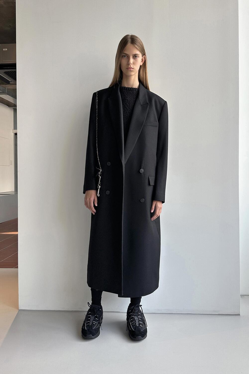 Low Classic Double Long Coat Black