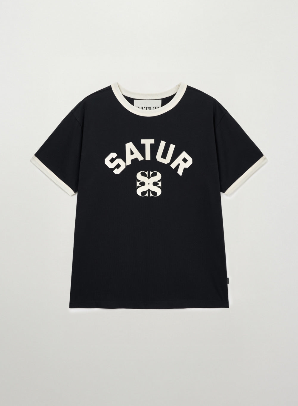 Satur Arch Logo Ringer T-Shirt - Black