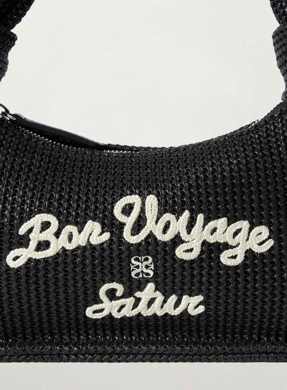 [satur] Bon Voyage Raffia Shoulder Bag - Black