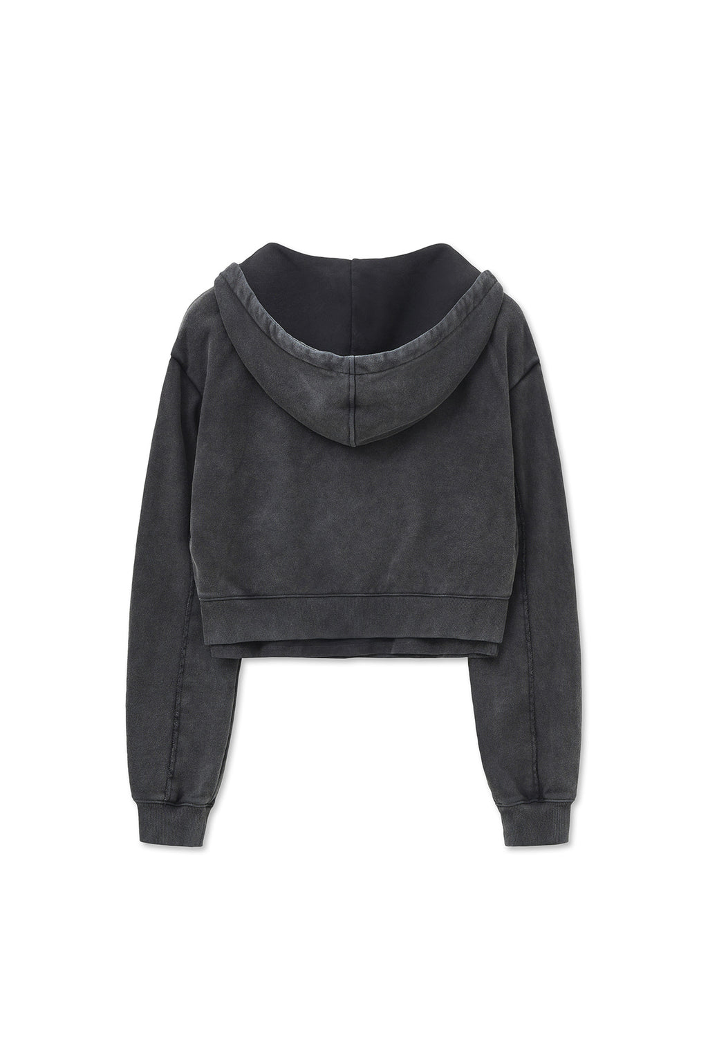 [matinkim] WASHED LAYERED CROP HOODY IN CHARCOAL
