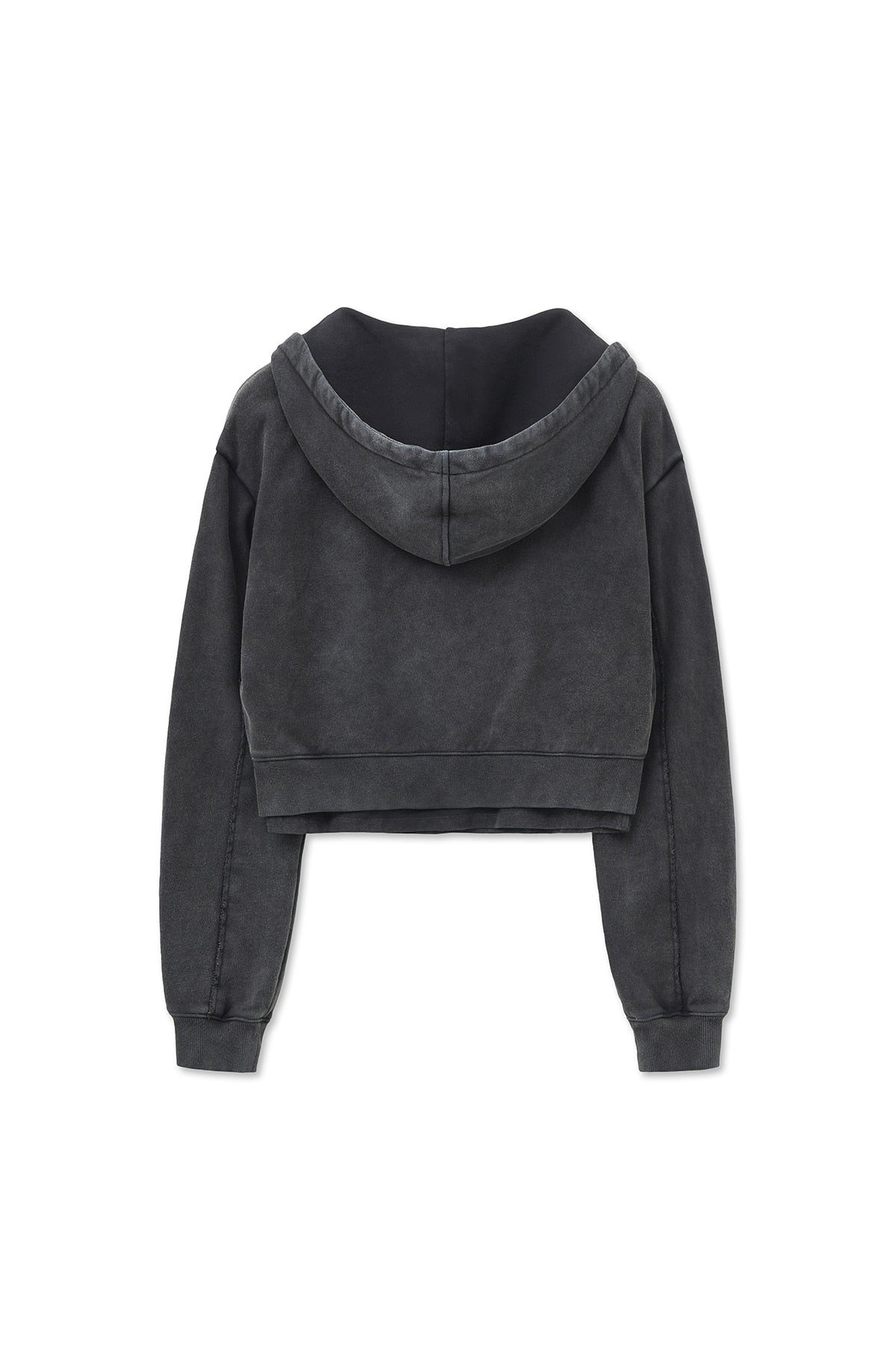 [matinkim] WASHED LAYERED CROP HOODY IN CHARCOAL