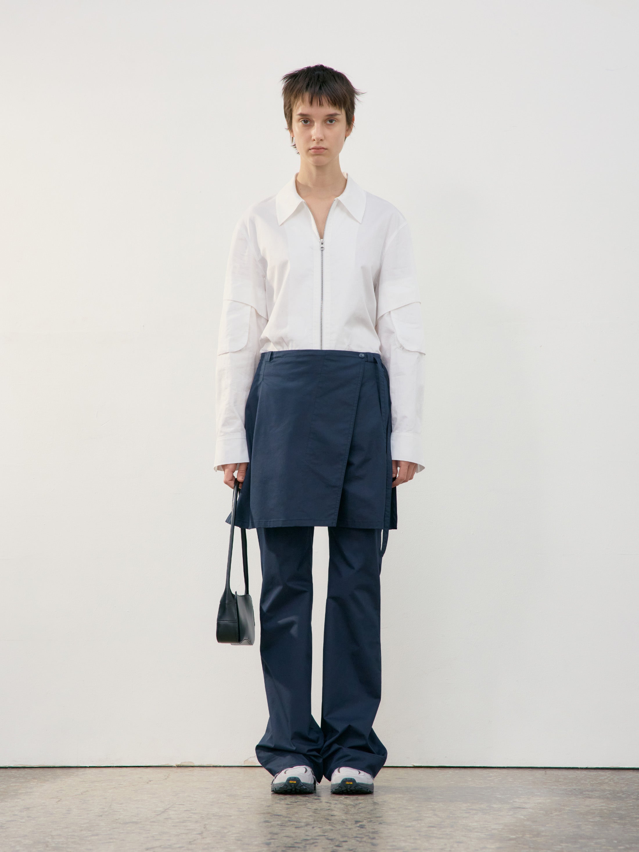 Low Classic New Layered Wrap Skirt Pants Navy