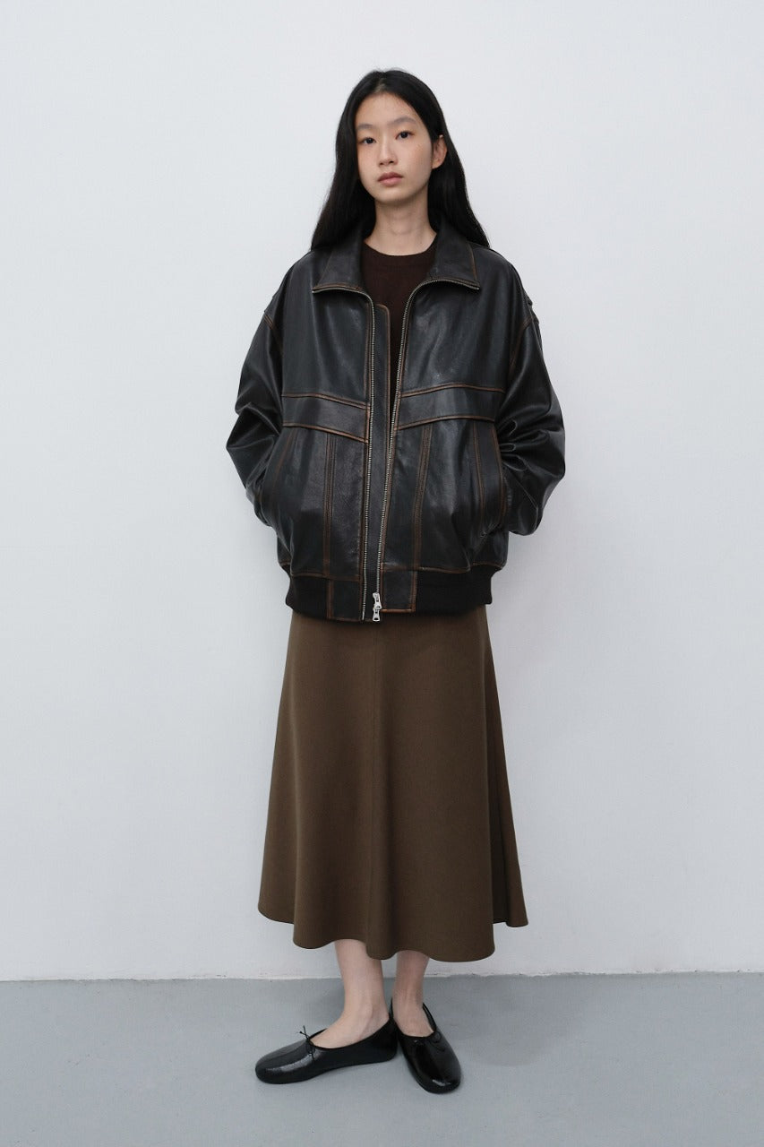 Dunst Fluid Long Skirt Khaki Brown