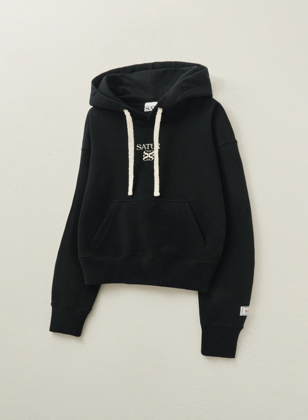 [satur] (W) Apero Pocket Crop Hoodie - Black