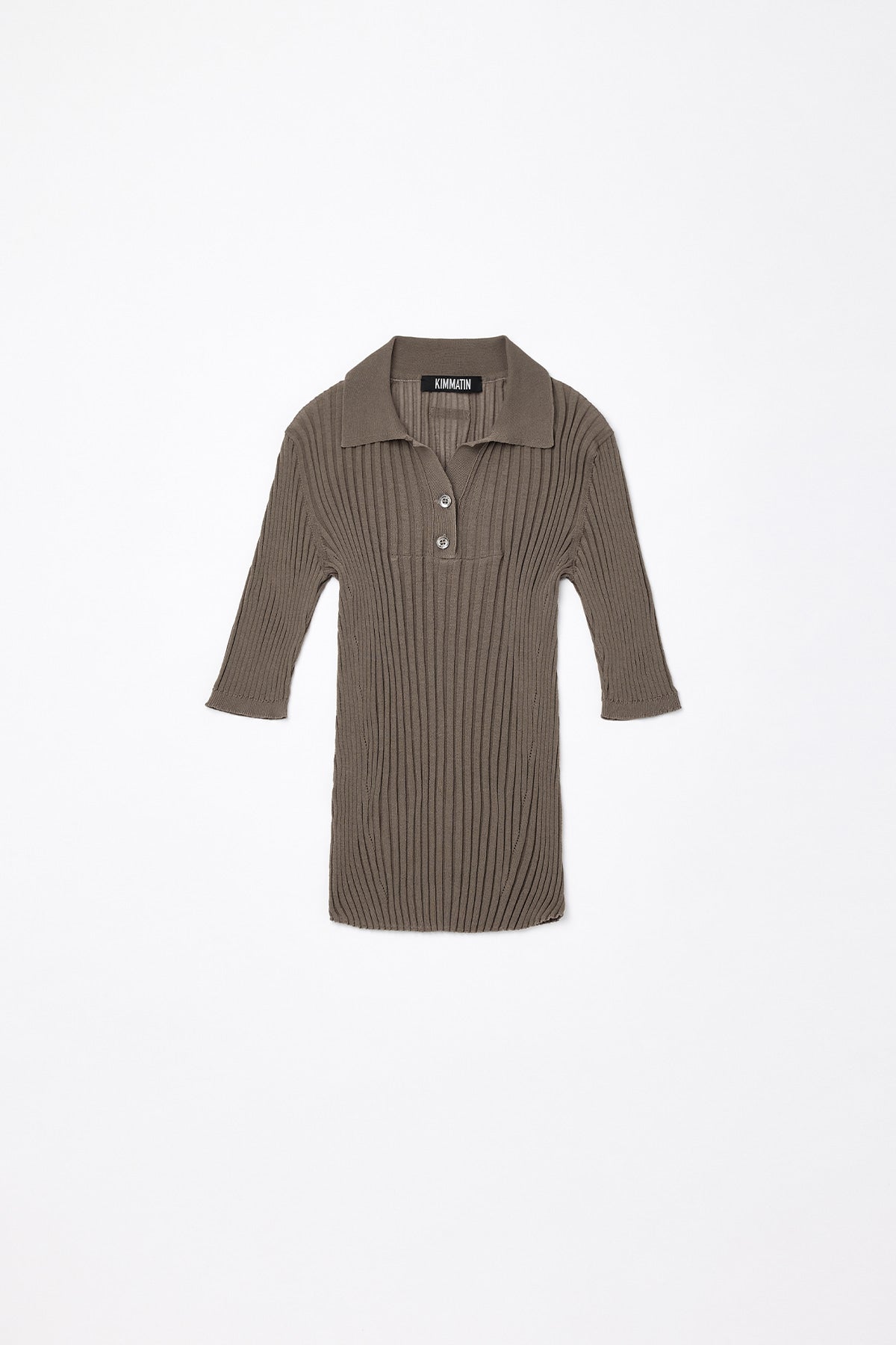 Matinkim See-Through Knit Pique Top IN Khaki Beige
