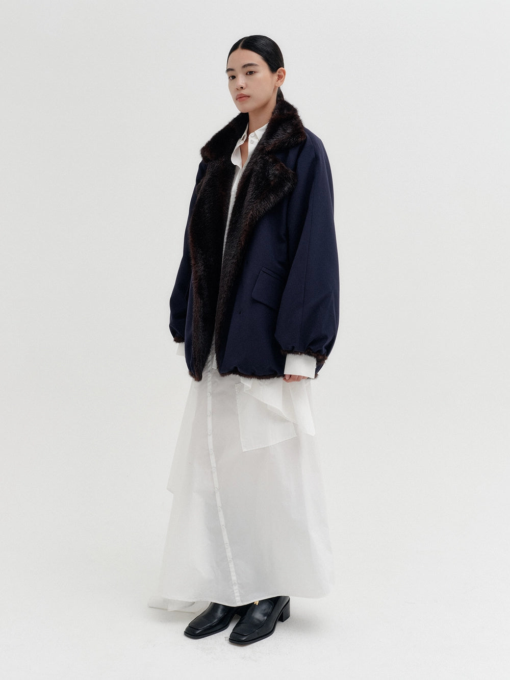 EENK Reversible Volume Collar Jacket - Navy