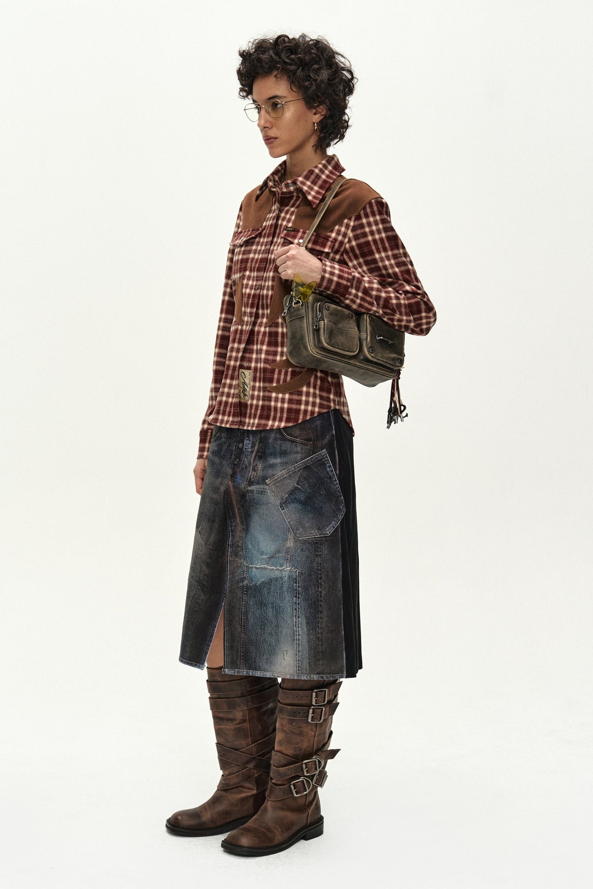 Andersson Bell Illusion Patchwork Trompe L'Oeil Pleated Skirt