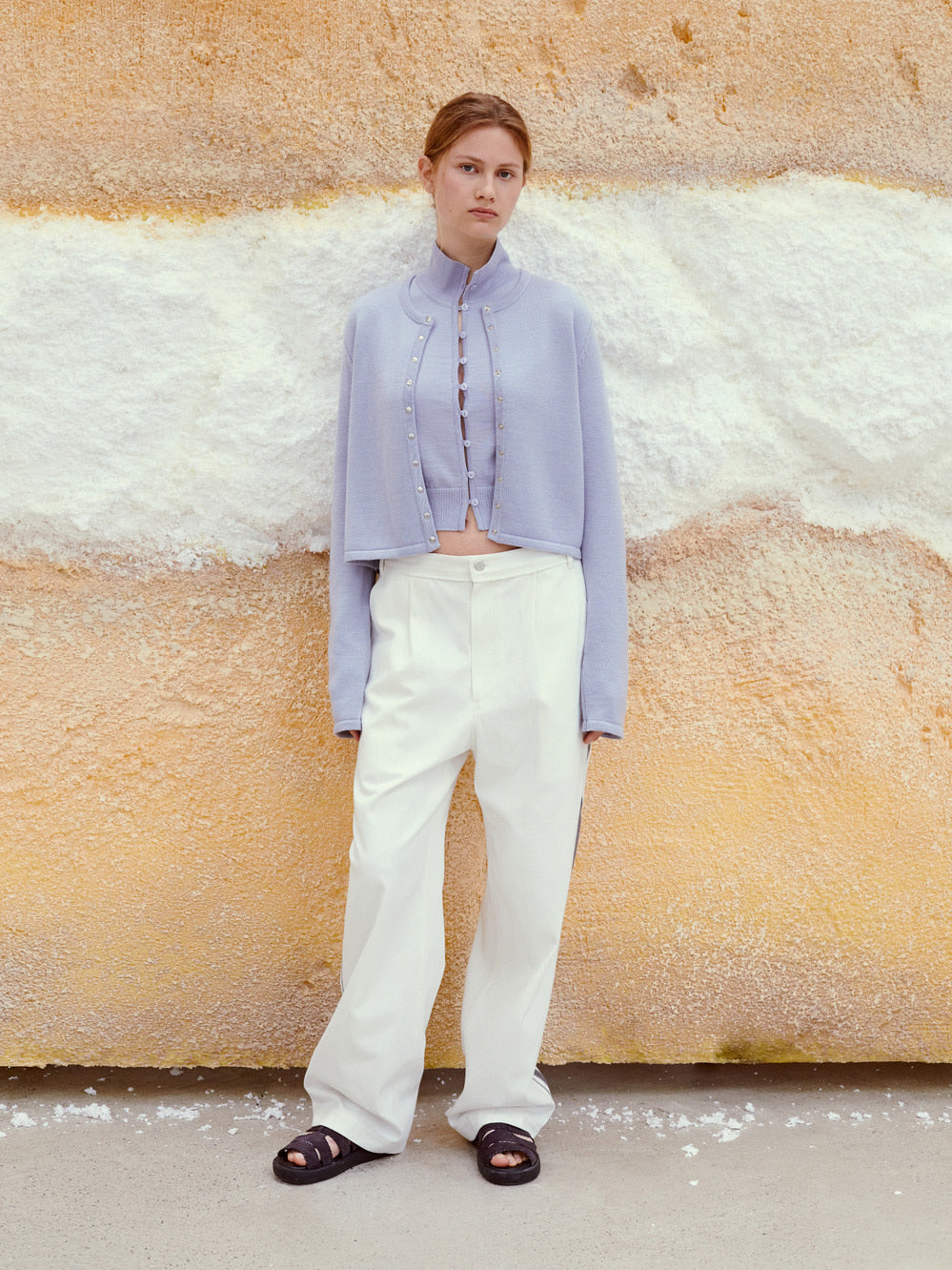 Low Classic Snap Button Cardigan Light Blue