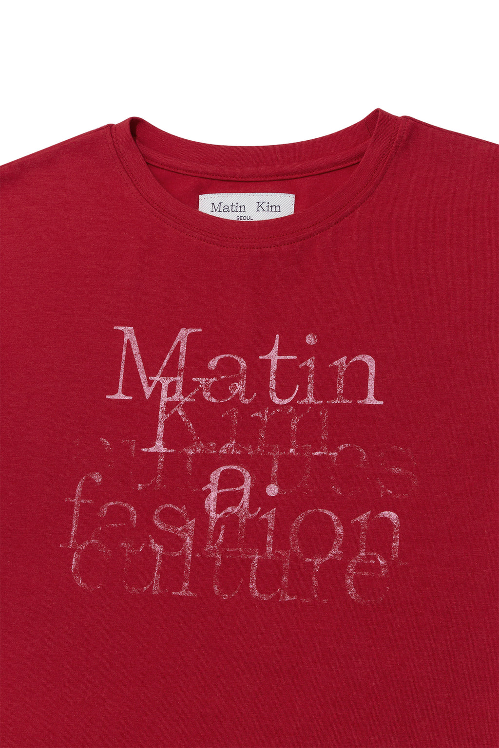 [matinkim] DUSTY TYPO GRAPHIC CROP TOP IN RED