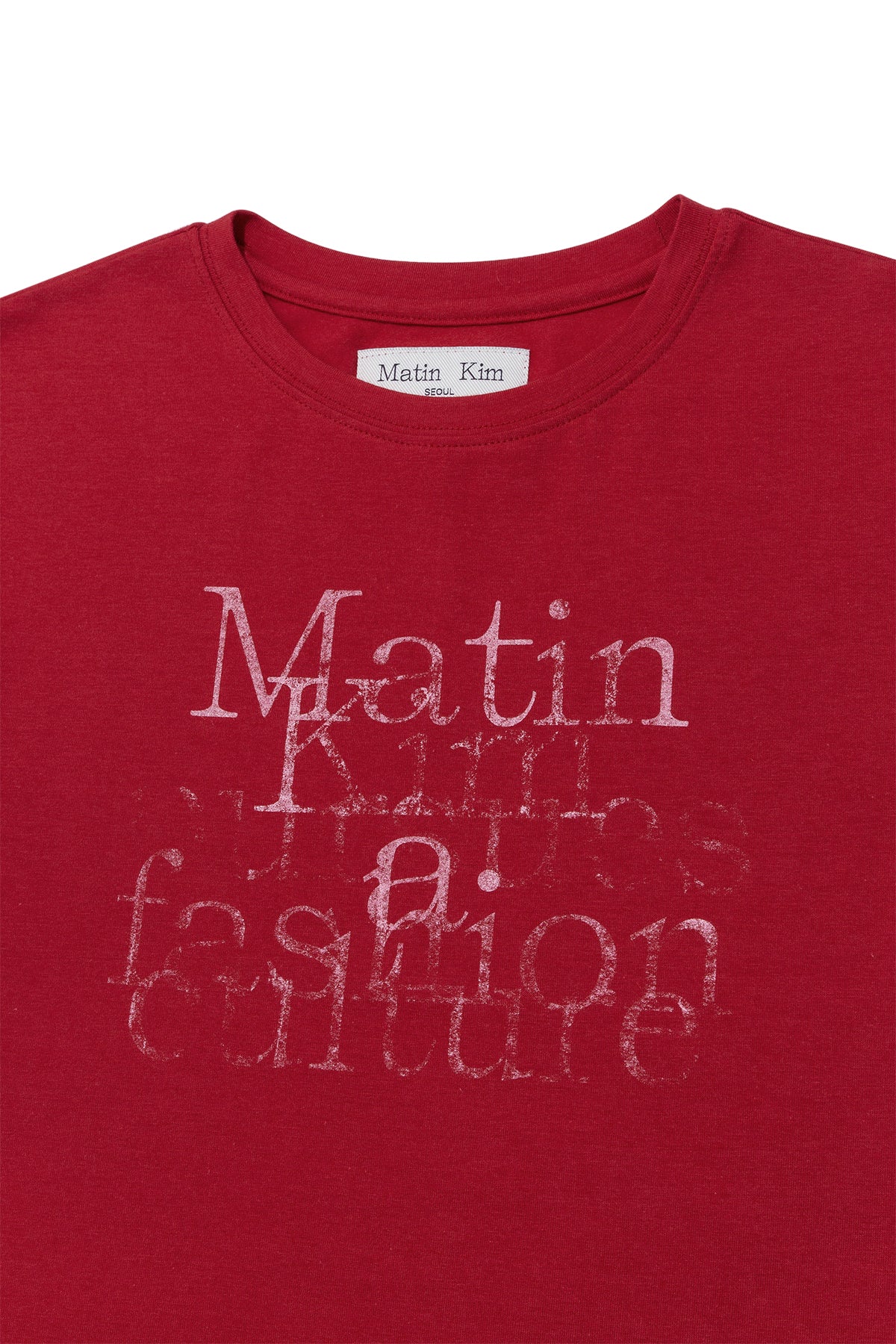 [matinkim] DUSTY TYPO GRAPHIC CROP TOP IN RED