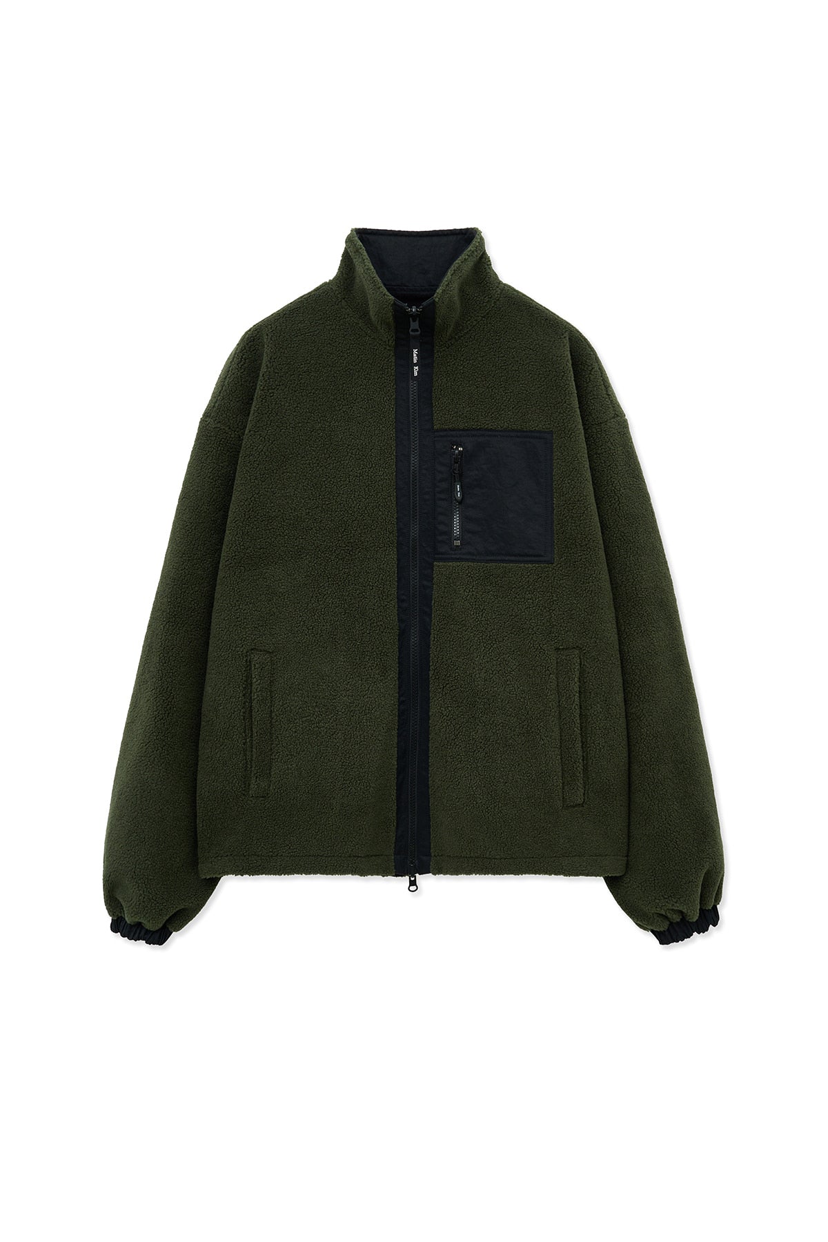 [matinkim] REVERSIBLE SHERPA ZIP UP IN KHAKI