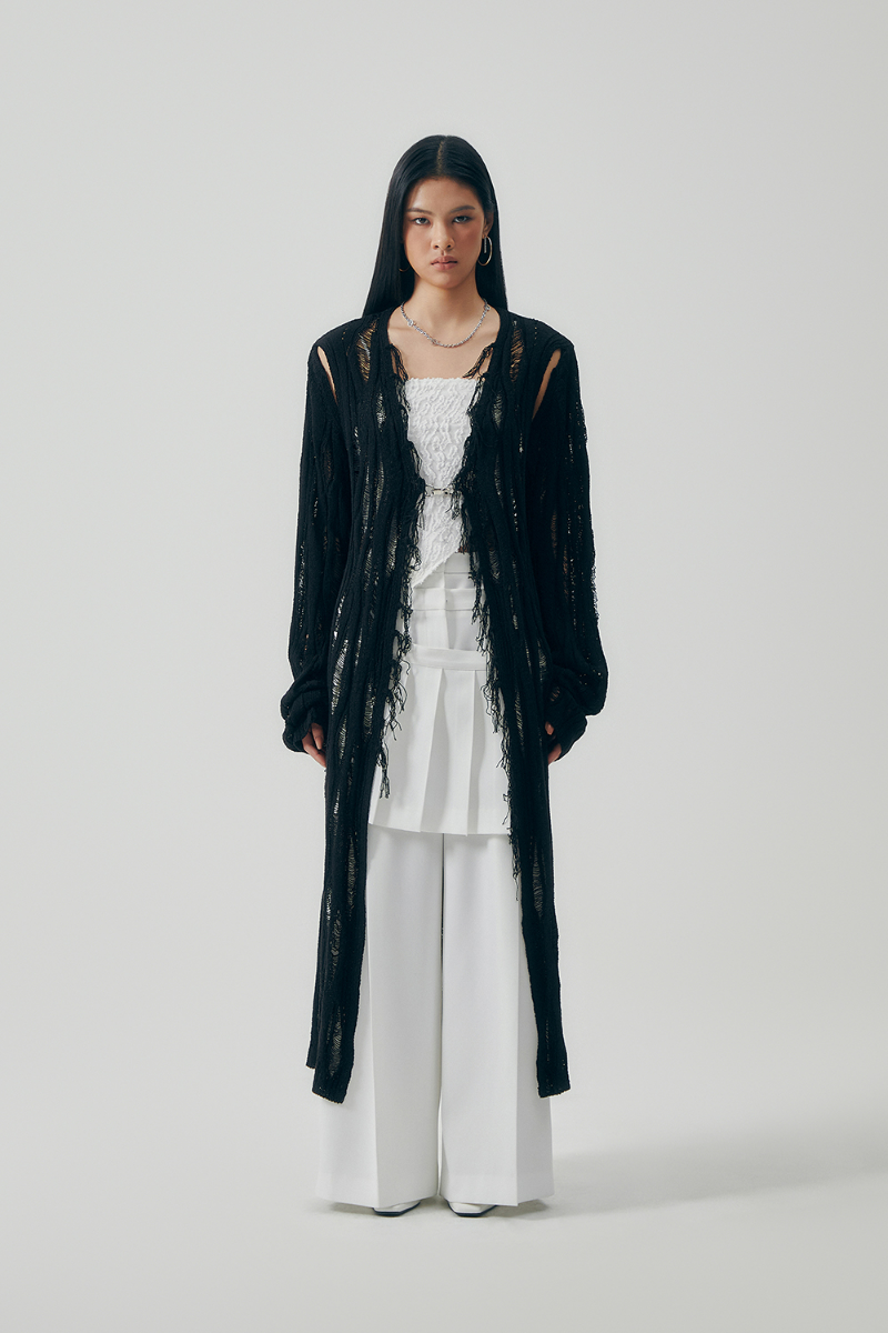 Treemingbird Featherlight Longline Knit Cardigan Black