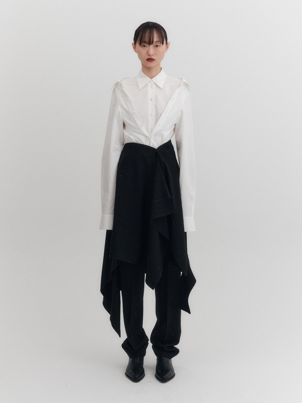 EENK Asymmetrical Midi Skirt - Black