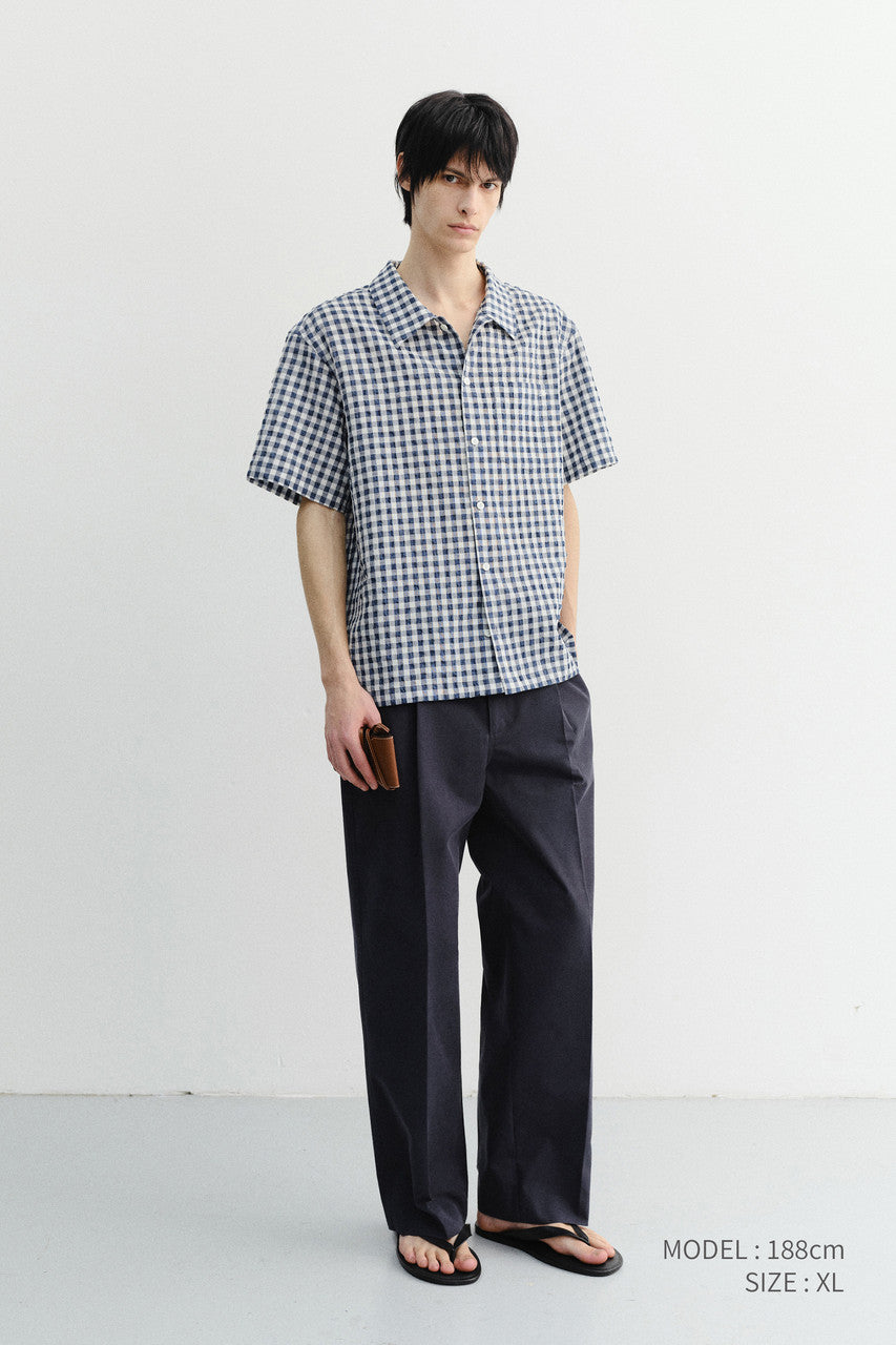 Dunst Unisex Checked Pajama Shirt Navy Check