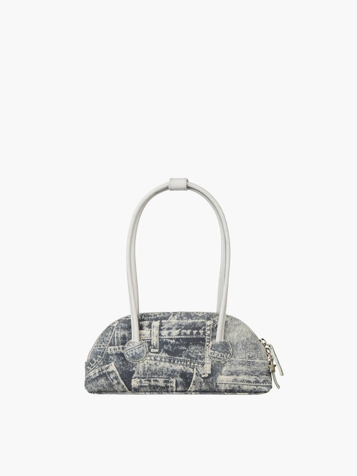 Margesherwood Bessette Shoulder light grey printed suede+crinkle