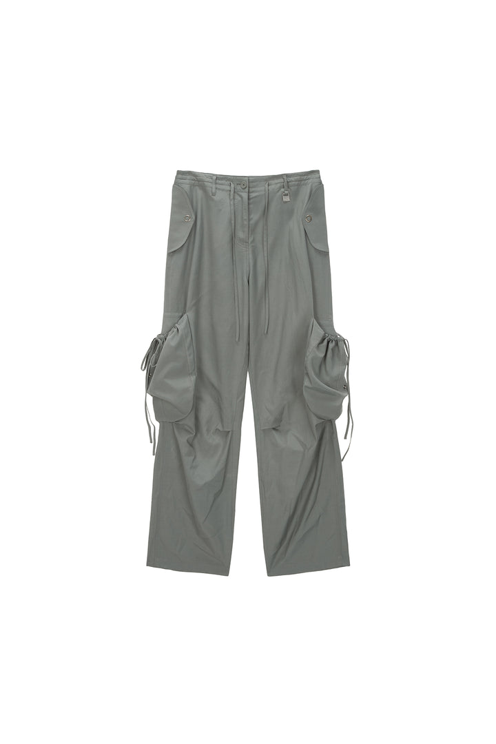 Matinkim String Point Big Pocket Cargo Pants IN Light Khaki