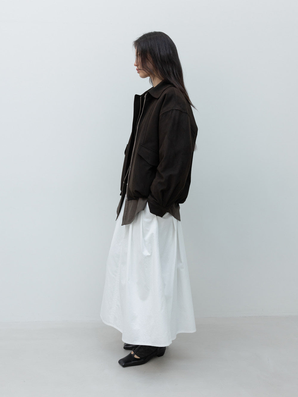 Low Classic Tucked Maxi Cotton Skirt White