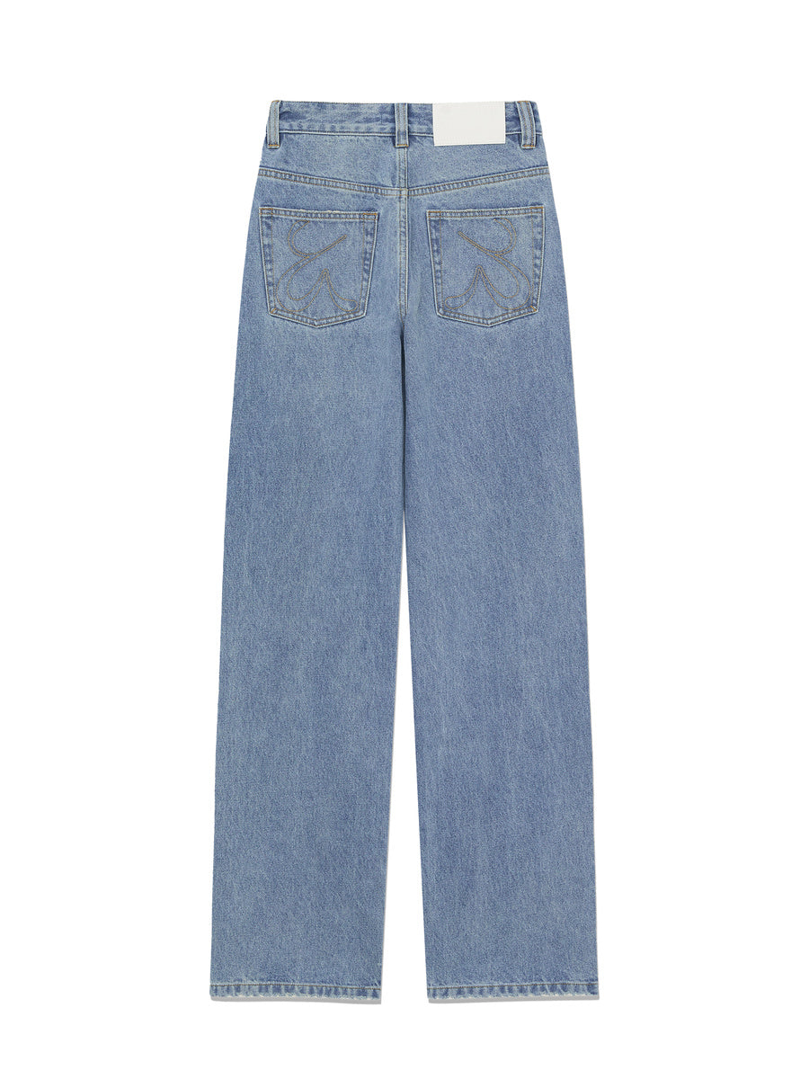 GLOWNY The Linda High Waist Wide Jeans (Light Blue)