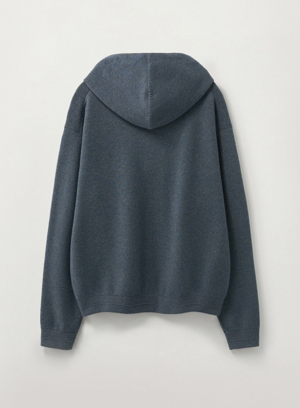 [satur] Classic Semi Loose Fit Knit Hoodie - Blue